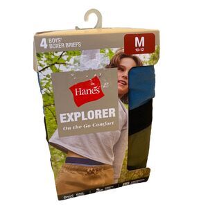 Hanes Explorer Boys Sz M 10-12 Multi Color Made Tough Boxer Brief Underwear 4 Pk